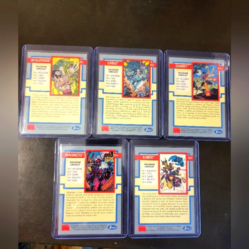 Marvel X--Men 🔥 1992 Impel Complete Set of 5 Hologram Chase Cards XH1-XH5